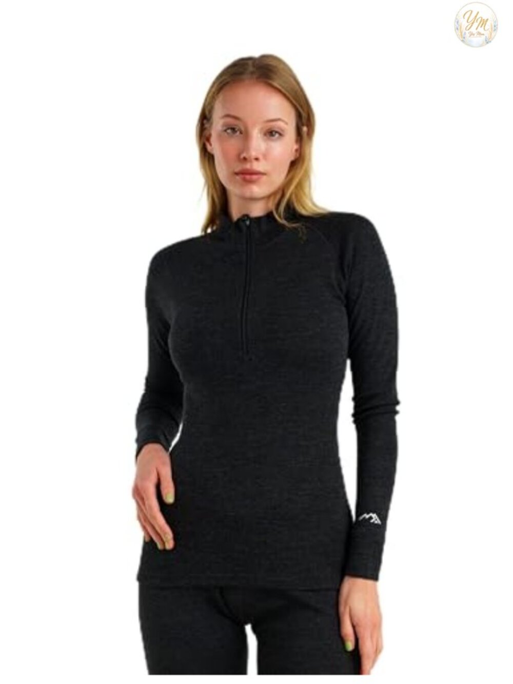 100% Merino Wool Quarter Zip Sweater Women Thermal Base Layer